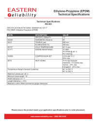 Ethylene-Propylene (EPDM) - Technical Specifications